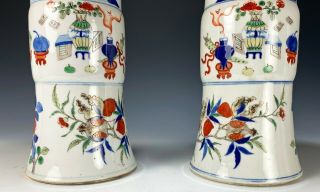 Large Antique Chinese Wucai Porcelain Vases with Figures and Mark 4