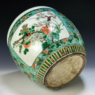 Large Antique Chinese Famille Verte Porcelain Planter Bowl 5