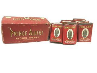 Prince Albert Smoking Tobacco Crimp Cut Box Of One Dozen Pocket Tobacco Tins