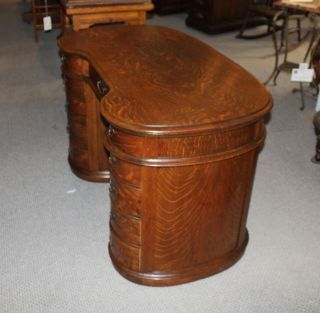 Antique quarter sawn Oak Kidney Shaped Desk – finish 2