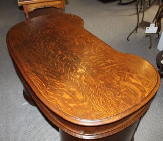 Antique quarter sawn Oak Kidney Shaped Desk – finish 4