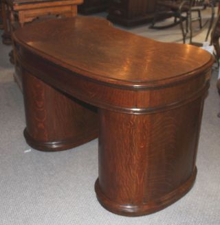 Antique quarter sawn Oak Kidney Shaped Desk – finish 5