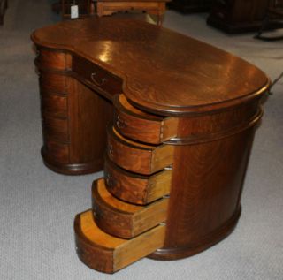 Antique quarter sawn Oak Kidney Shaped Desk – finish 6