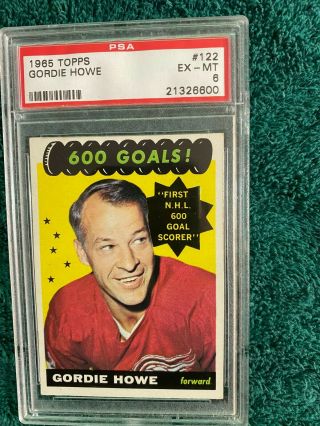 1965 Topps 122 Gordie Howe - 600 Goals Sp Red Wings Psa 6 - Ex - Mt