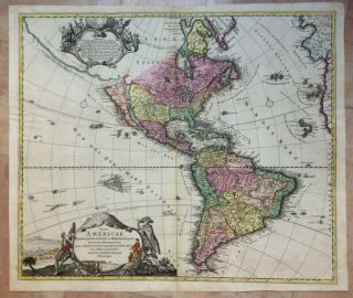 America 1710 Jb Homann California As An Island Unusual Large Antique Map
