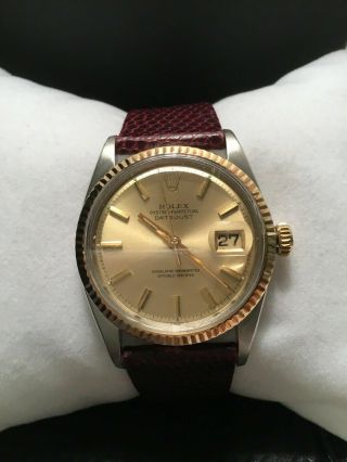 Vintage Rolex 18k Ss Datejust Oyster Perpetual
