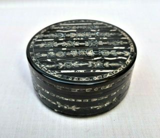 Antique French Faux Tortoiseshell Silver Pique Snuff / Patch / Pill Trinket Box