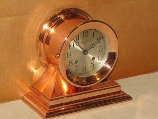 Chelsea Antique Ships Bell Clock Admiral Model 4 1/2 1919 Red Brass Hinged