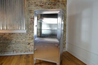 Vintage Industrial Mid Century Stainless Steel Medical Cabinet By Blinkman