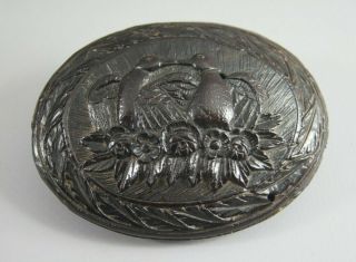 Good Antique Early 19th C French Sailor / Pow Carved Coconut Snuff Box Nr