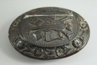 GOOD ANTIQUE EARLY 19TH C FRENCH SAILOR / POW CARVED COCONUT SNUFF BOX NR 2