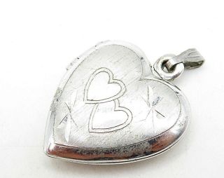 925 Sterling Silver - Vintage Love Heart Picture Locket Pendant - P5235 2