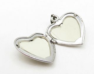 925 Sterling Silver - Vintage Love Heart Picture Locket Pendant - P5235 3