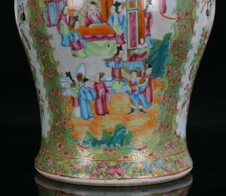 V - LARGE Antique Chinese Famille Rose Porcelain Temple Vase and Cover c1860 QING 2