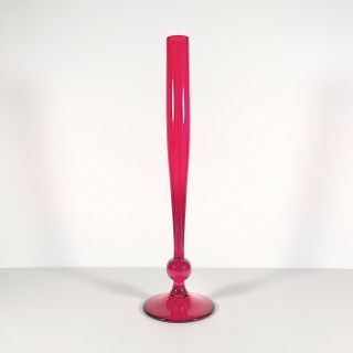 Art Deco Vintage Glass Vase Red Glass Retro Modern Style