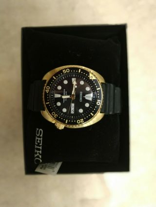 Seiko Men ' s SRPC44 Prospex Automatic Black Gold Day Date Silicone Band Watch 3