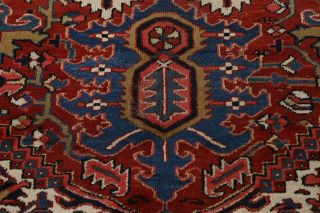 Antique Vegetable Dye Geometric Heriz Serapi Hand - Knotted Area Rug Wool 10 