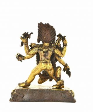 19C Chinese Tibetan Nepal Gilt Bronze Buddha Deity Yamantaka Vajrabhairava 1644G 6