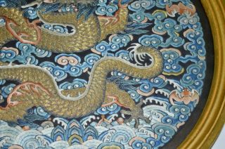 A Chinese Silk Dragon Roundel 4
