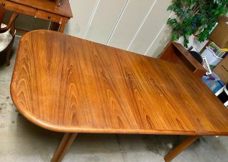 Vintage Mid Century Danish Modern Teak Dining Table & 6 Chairs By Dixie