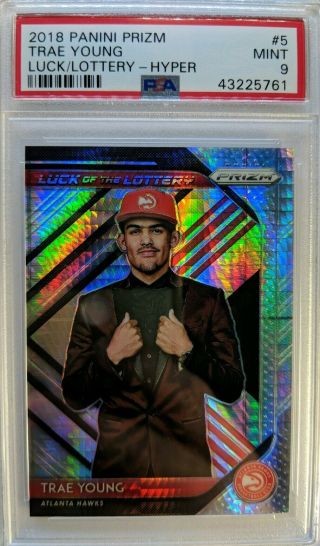 2018 - 19 Panini Prizm Hyper Luck Of The Lottery Trae Young Rc 5,  Psa 9,  Only 4 ^