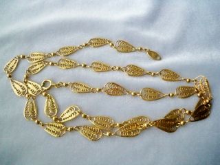 24 " Vintage Trifari Filigree Link Gold Tone Chain Necklace