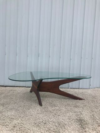 Mid Century Modern Jax Coffee Table With Boomerang Glass Top By Adrian Pearsall