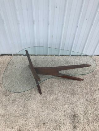 Mid Century Modern Jax Coffee Table with Boomerang Glass Top by Adrian Pearsall 2