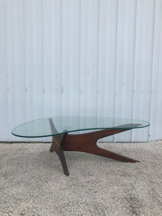 Mid Century Modern Jax Coffee Table with Boomerang Glass Top by Adrian Pearsall 3