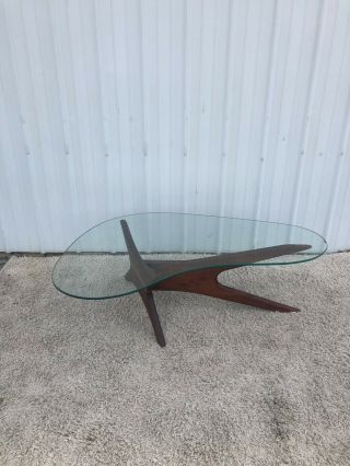 Mid Century Modern Jax Coffee Table with Boomerang Glass Top by Adrian Pearsall 4