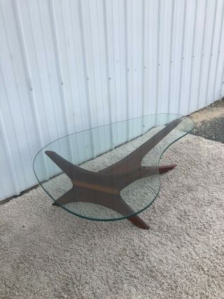 Mid Century Modern Jax Coffee Table with Boomerang Glass Top by Adrian Pearsall 5
