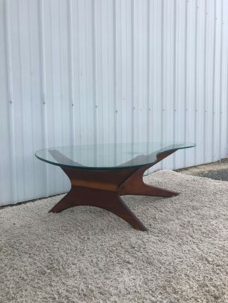 Mid Century Modern Jax Coffee Table with Boomerang Glass Top by Adrian Pearsall 6