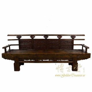 Antique Chinese Massive Carved Long Bench