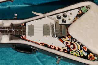 Psychedelic Gibson Jimi Hendrix Flying V Guitar Vintage Design Vee