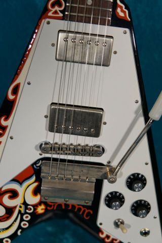 Psychedelic Gibson Jimi Hendrix Flying V guitar Vintage design vee 5