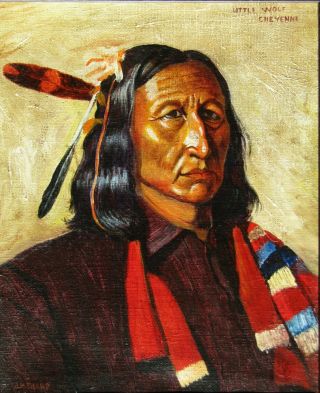 Att.  Joseph Henry Sharp Signed Native American Chief Old Antique Oil Painting Nr