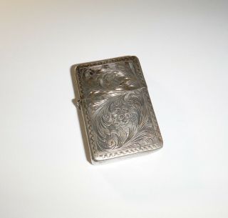 Vintage Engraved 800 Sterling Silver Lighter Case Zippo Insert No Monograms