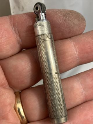 Vintage Sterling Silver Tube Shaped Pocket Lighter With Engine Turned Design 2