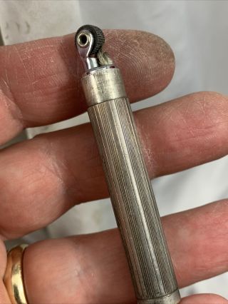 Vintage Sterling Silver Tube Shaped Pocket Lighter With Engine Turned Design 3