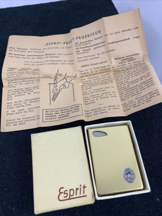 Vintage Esprit Pocket Lighter With Advertising - Near In The Box W.  German