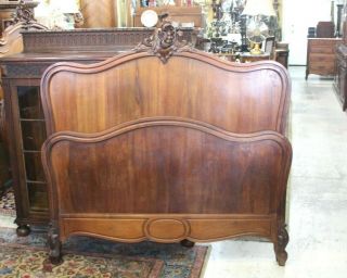 French Antique Carved Walnut Louis Xv Full Size Bed