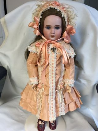 Antique 21” French Bisque TETE JUMEAU Doll Incised 1907 2