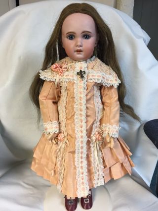 Antique 21” French Bisque TETE JUMEAU Doll Incised 1907 3