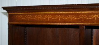 MAHOGANY & WALNUT MARQUETRY INLAID DOUBLE BANK LIBRARY BOOKCASE PART OF SUITE 4