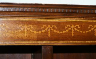 MAHOGANY & WALNUT MARQUETRY INLAID DOUBLE BANK LIBRARY BOOKCASE PART OF SUITE 6