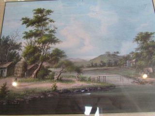Antique 19thc.  Chinese Landscape Painting,  China Trade Export By Sunqua,  Canton