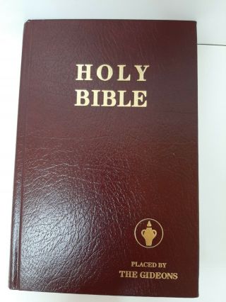 Holy Bible • Placed By The Gideons • 1985 Edition • Hard Cover • Vintage Red