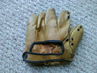 Vintage Leather Baseball Glove Mitt Left Handed 1940 