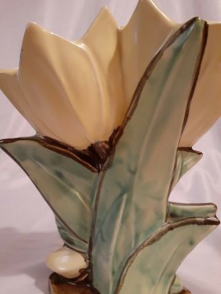 Vintage 1950 ' s McCoy Pottery Double Tulip Vase Yellow 2