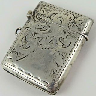 Antique 1899 English Victorian Sterling Silver Chatelaine Vesta Case Match Safe